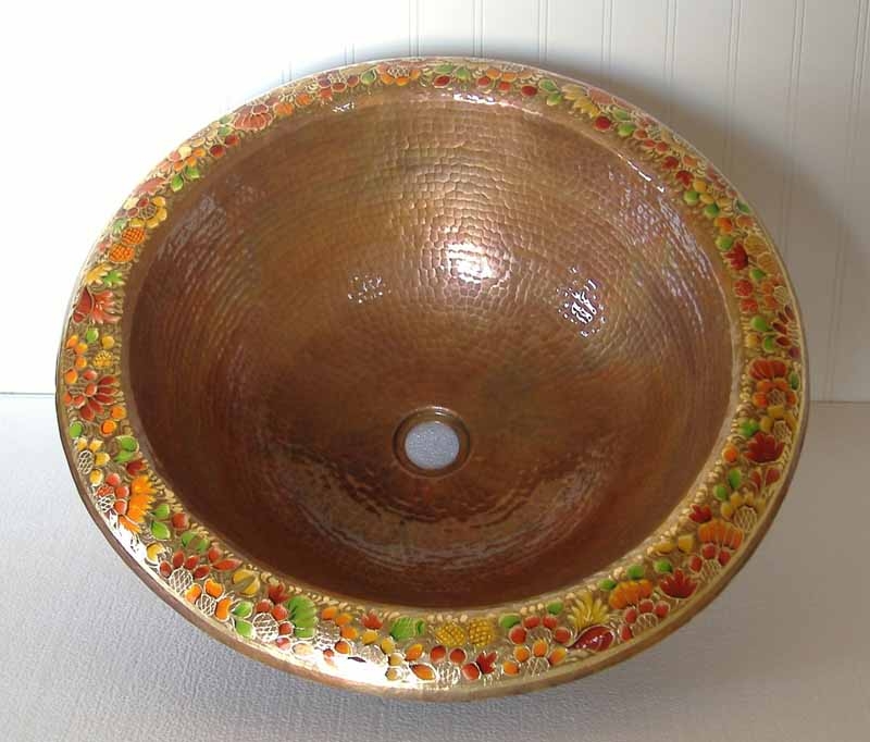 Mexican Hand Painted Copper Sink Copper Vanity Sink