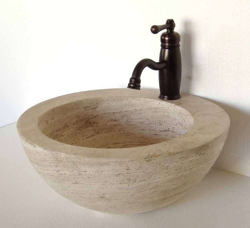 Stone Vessel Sink | Travertine Bathroom Sink | Stone Vanity Sink - Omara